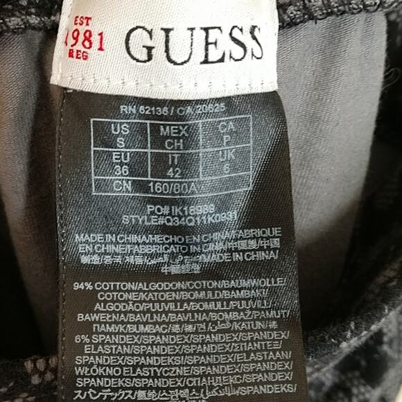 Guess  Faux "Lace" Black & Grey Legging size Small - Picture 5 of 6